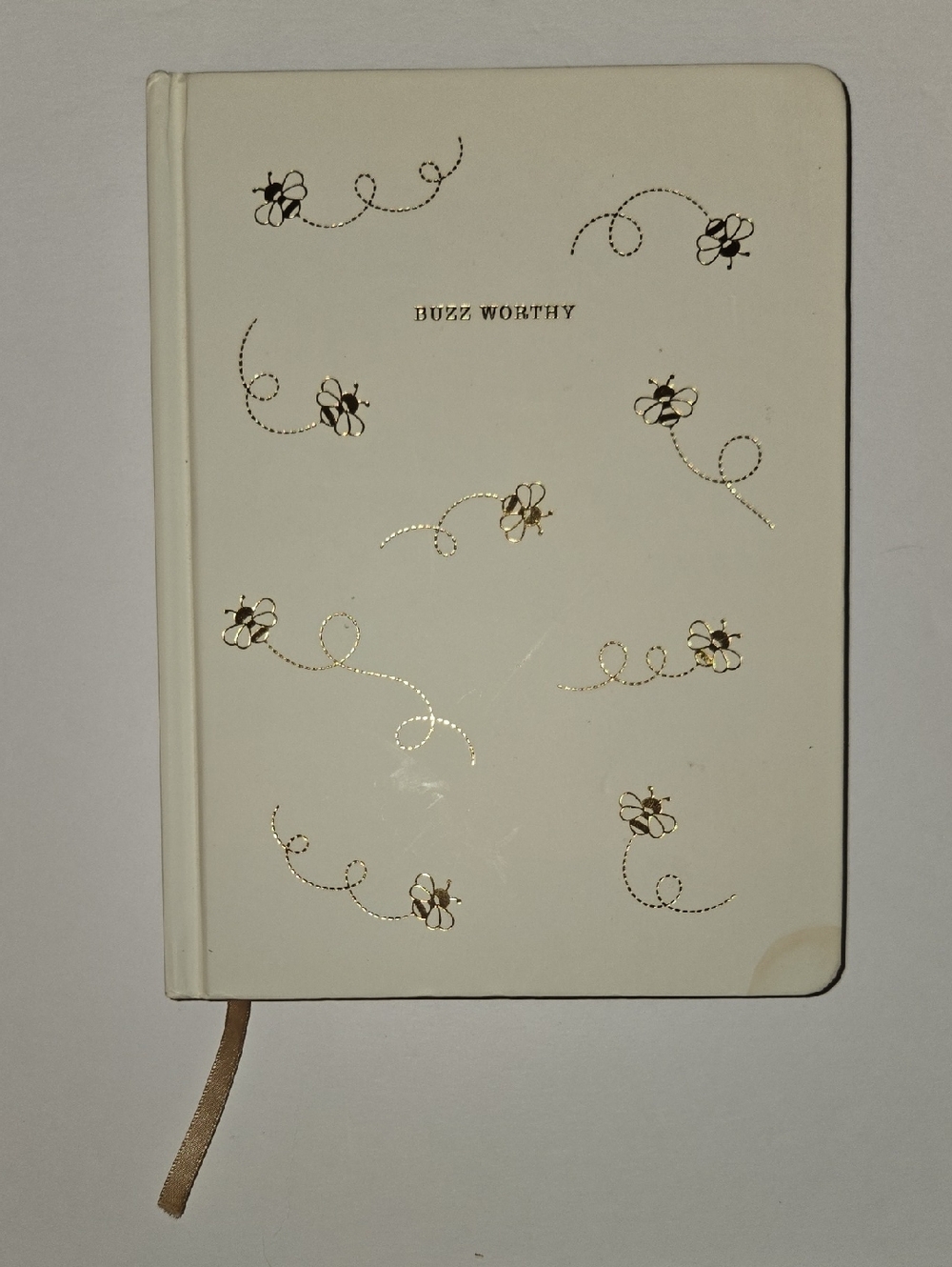 James Burke Cream And Gold "Buzz Worthy" Bee Hardcover Journal